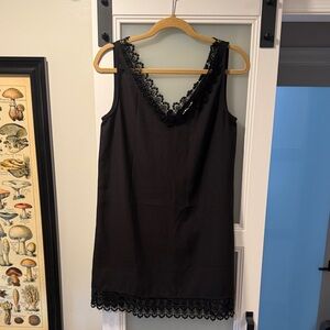 Leith Black Lace Trim Mini Dress